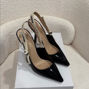 Dior J'Adior Black Patent Slingback Heels